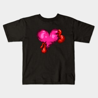 Pink Dead Zombie Heart Cartoon Illustration with Blood and for Valentines Day or Halloween Kids T-Shirt